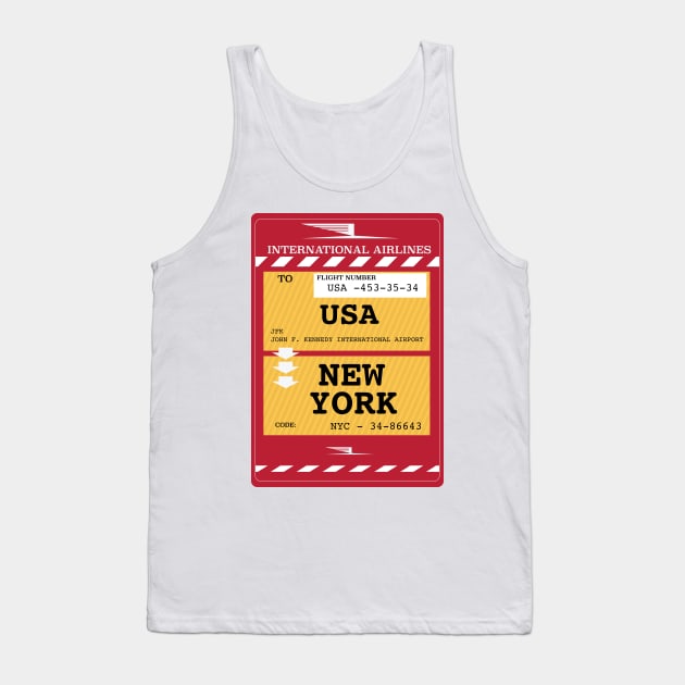 New York City Plane Ticket Tank Top by nickemporium1